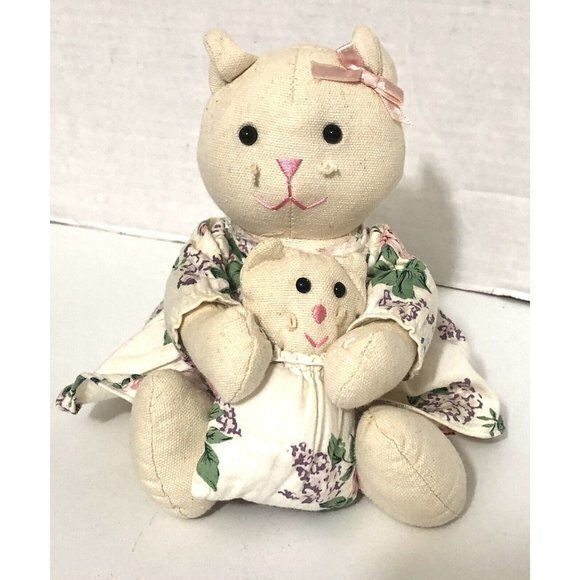 Unbranded Other - Cat Mom with Kitten Plush Toy Stuffed Animal 9.5”